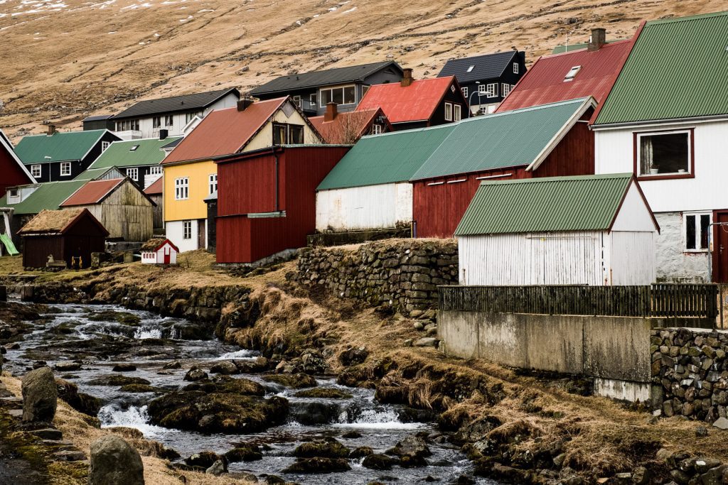 Houses in Gjógv on the Faroe Islands