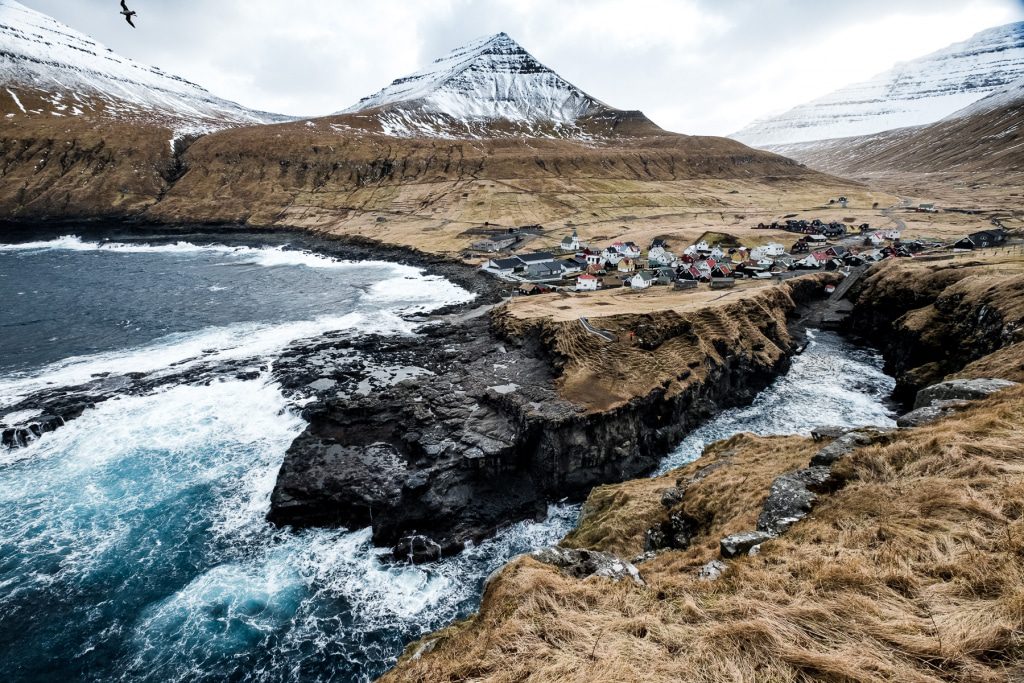 Iconic view fo Gjógv on the Faroe Islands