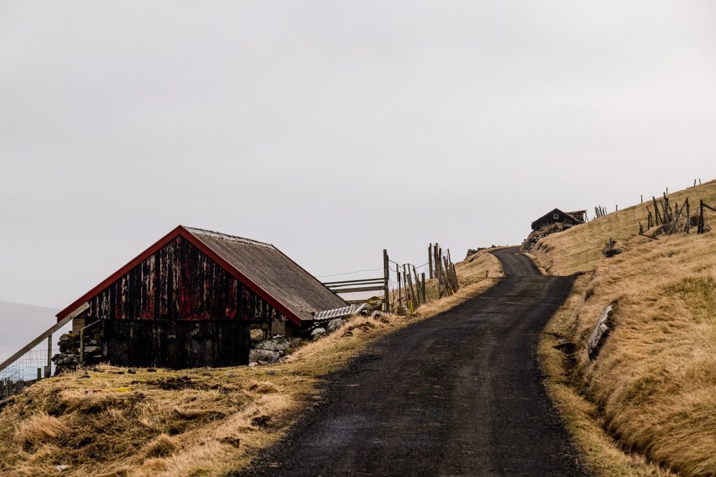 Road into the sky on the Faroe Islands